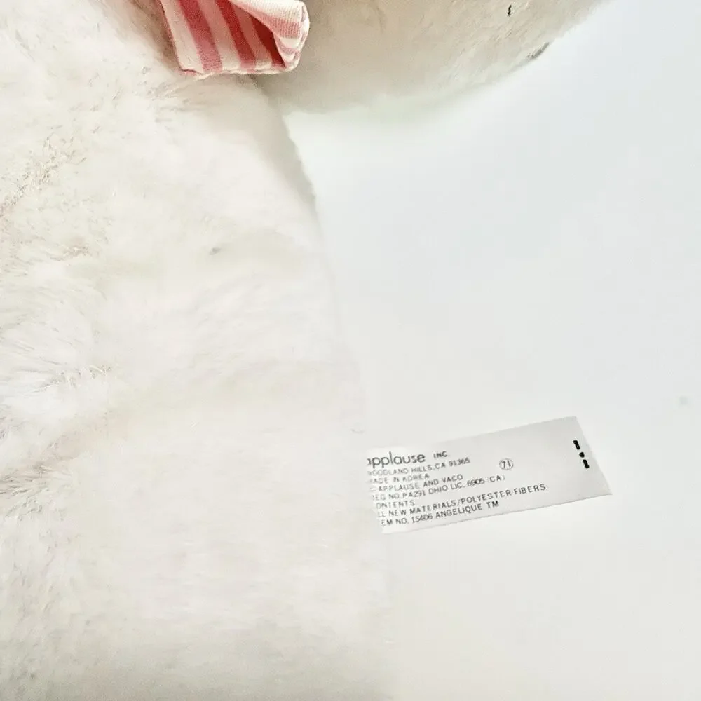 Vtg Baby Applause Teddy Bear Angelique Les Petits White NEW Tags Squeaks 12